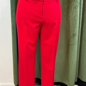 Ann Taylor Bright Red Straight-Leg Trousers